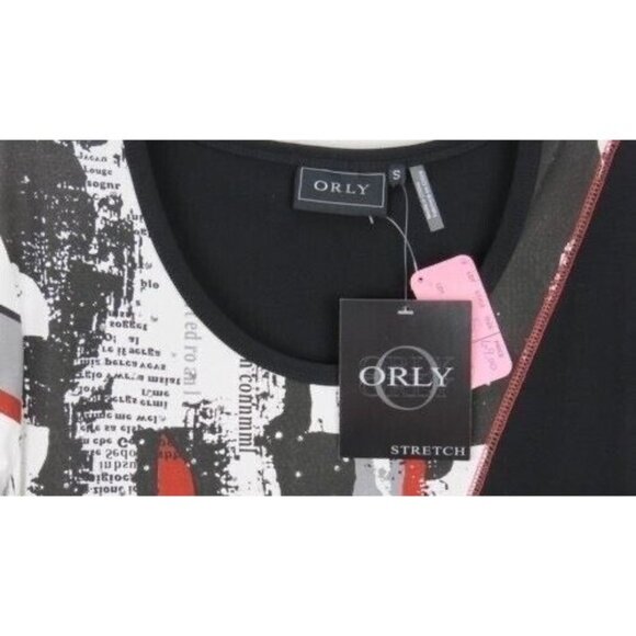 Orly City Limits Top Womens Size Small Stretchy Studs Black Red White - Picture 3 of 3